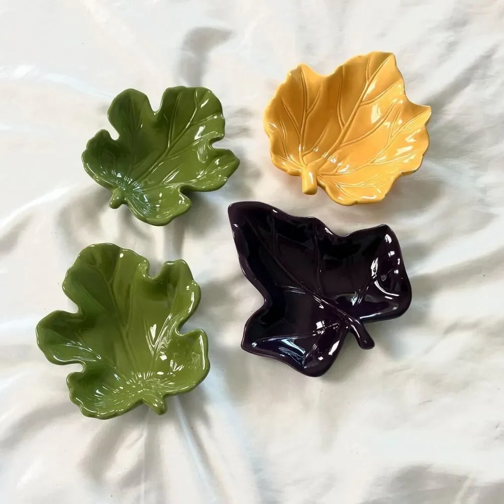 Vintage Cottagecore Lof Of Colorful Leaf Ceramics By Dennis East